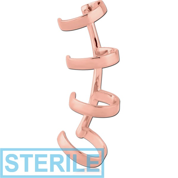 STERILE ROSE GOLD PVD COATED SURGICAL STEEL EAR CUFF - FOUR STRIPES