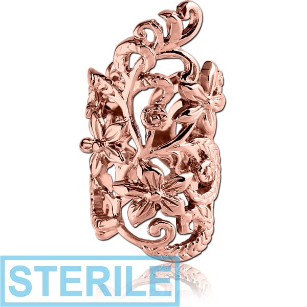 STERILE ROSE GOLD PVD COATDD SURGICAL STEEL EAR CUFF - FLOWERS AND LEAFS