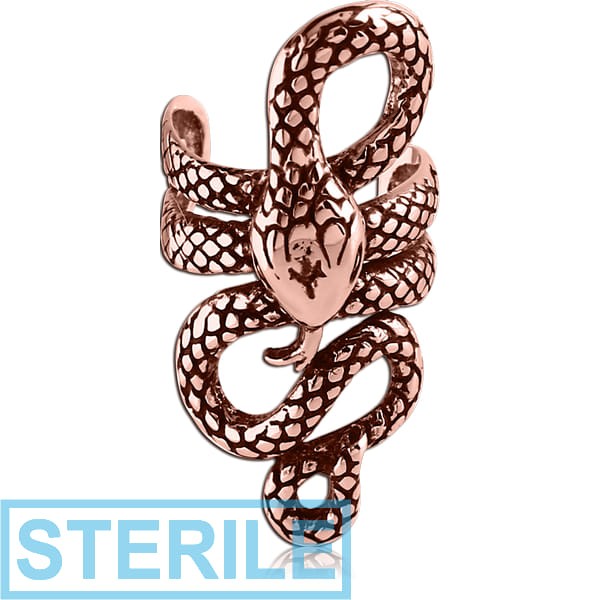 STERILE ROSE GOLD PVD COATED SURGICAL STEEL EAR CUFF - SNAKE