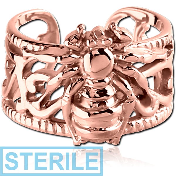 STERILE ROSE GOLD PVD COATED SURGICAL STEEL EAR CUFF - BEE