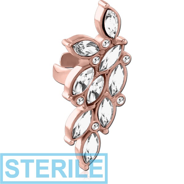 STERILE ROSE GOLD PVD COATED SURGICAL STEEL JEWELLED EAR CUFF
