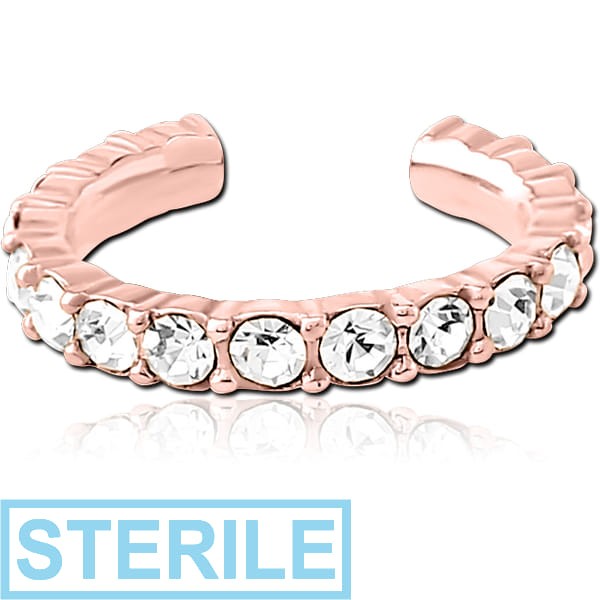 STERILE ROSE GOLD PVD COATED SURGICAL STEEL JEWELLED EAR CUFF