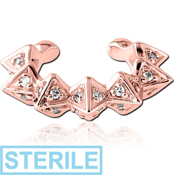 STERILE ROSE GOLD PVD COATED SURGICAL STEEL JEWELLED EAR CUFF