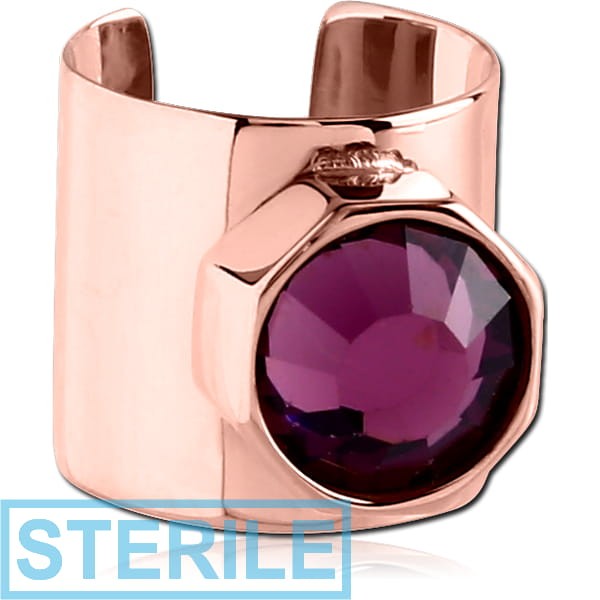 STERILE ROSE GOLD PVD COATED SURGICAL STEEL PREMIUM CRYSTAL JEWELLED EAR CUFF