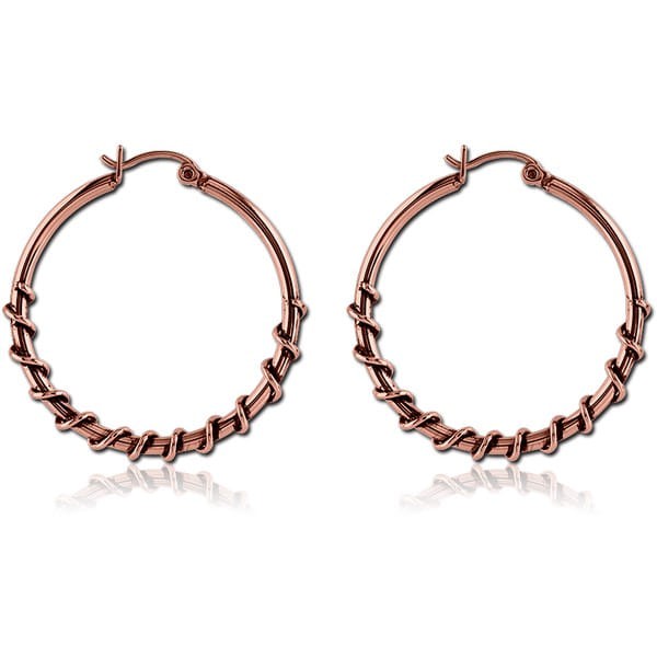STERILE ROSE GOLD PVD COATED SURGICAL STEEL TWISTED WIRE EARRINGS