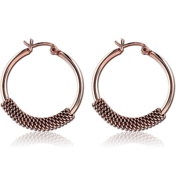 STERILE ROSE GOLD PVD COATED SURGICAL STEEL WIRE HOOP EARRINGS