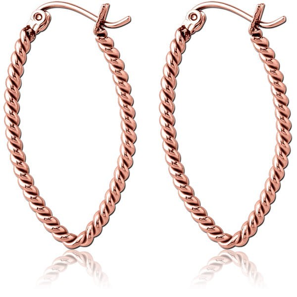 STERILE ROSE GOLD PVD COATED SURGICAL STEEL TWISTED WIRE EARRINGS