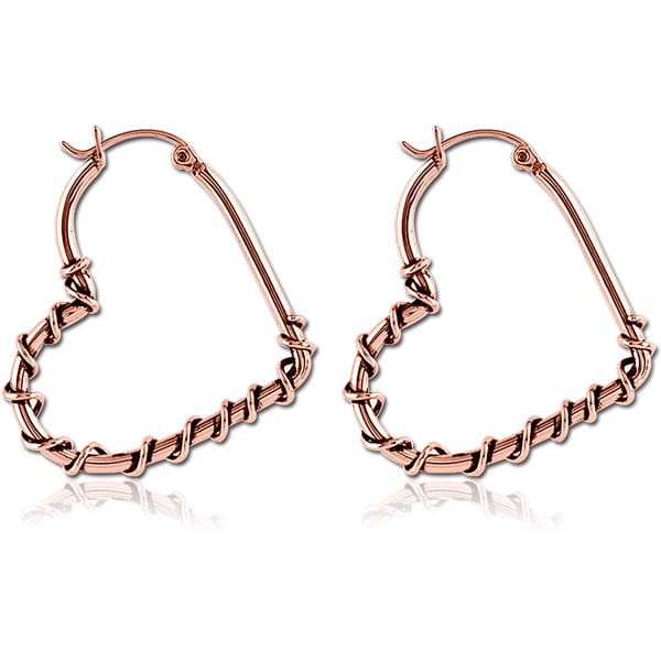 STERILE ROSE GOLD PVD COATED SURGICAL STEEL TWISTED WIRE EARRINGS