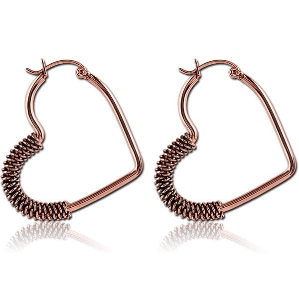 STERILE ROSE GOLD PVD COATED SURGICAL STEEL WIRE HOOP EARRINGS