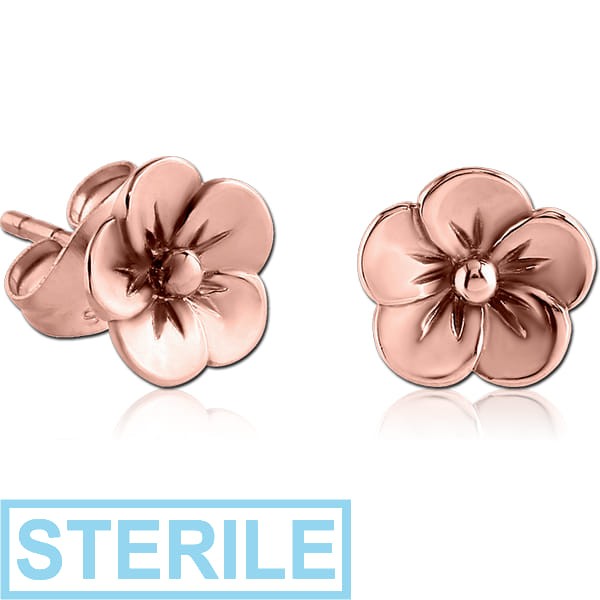 STERILE ROSE GOLD PVD COATED SURGICAL STEEL EAR STUDS PAIR