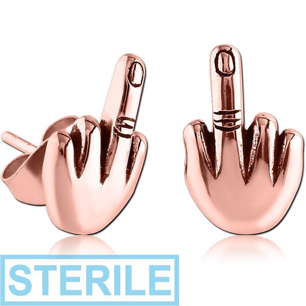 STERILE ROSE GOLD PVD COATED SURGICAL STEEL EAR STUDS PAIR