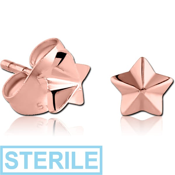 STERILE ROSE GOLD PVD COATED SURGICAL STEEL EAR STUDS PAIR - NORTH STAR