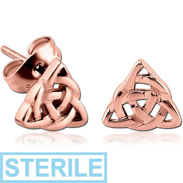 STERILE ROSE GOLD PVD COATED SURGICAL STEEL EAR STUDS PAIR