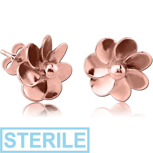STERILE ROSE GOLD PVD COATED SURGICAL STEEL EAR STUDS PALR