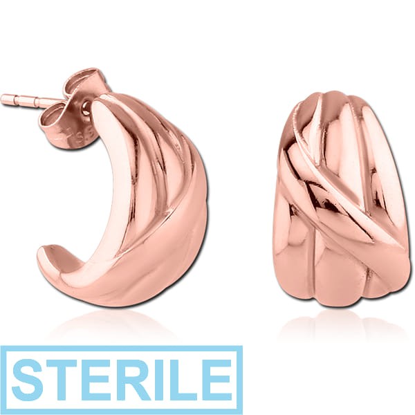 STERILE ROSE GOLD PVD COATED SURGICAL STEEL EAR STUDS PAIR