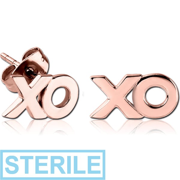 STERILE ROSE GOLD PVD COATED SURGICAL STEEL EAR STUDS PAIR