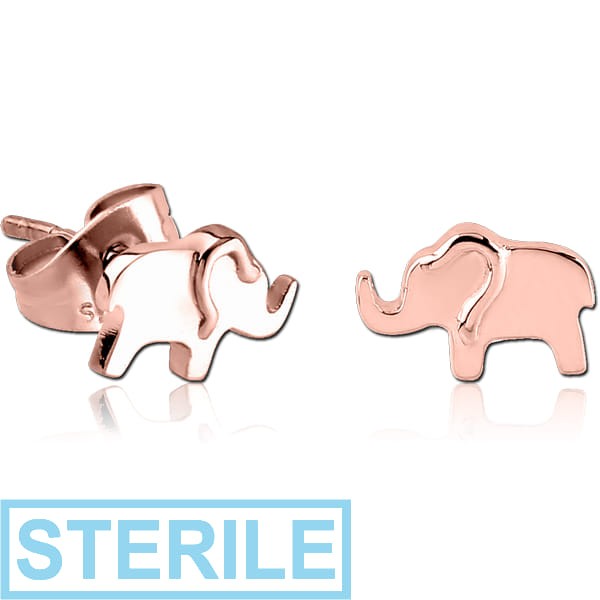 STERILE ROSE GOLD PVD COATED SURGICAL STEEL EAR STUDS PAIR