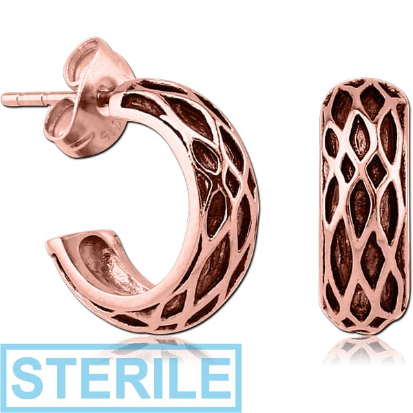 STERILE ROSE GOLD PVD COATED SURGICAL STEEL EAR STUDS PAIR