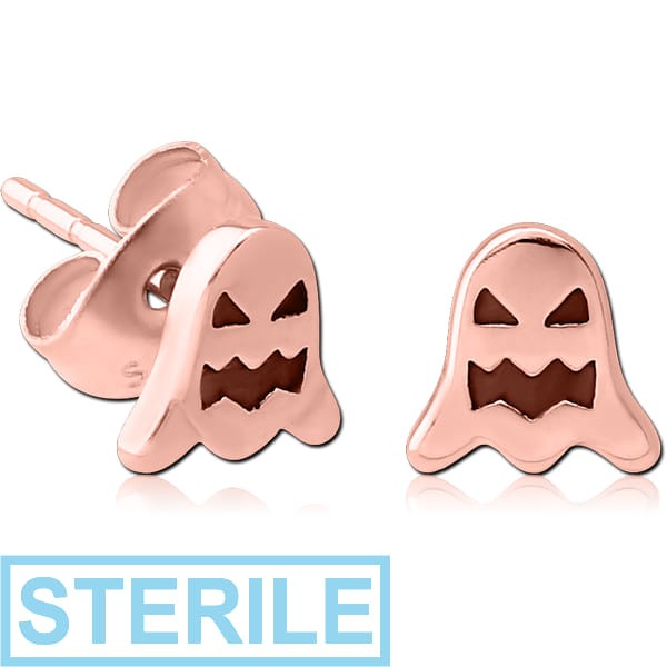 STERILE ROSE GOLD PVD COATED SURGICAL STEEL EAR STUDS PAIR