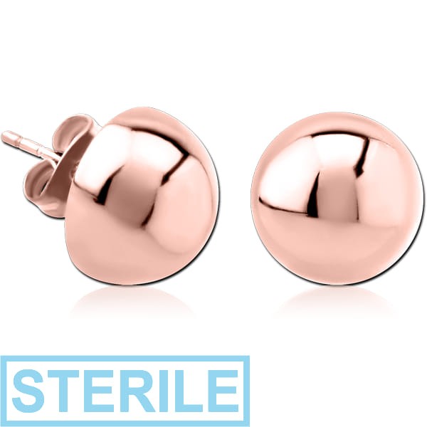 STERILE ROSE GOLD PVD COATED SURGICAL STEEL EAR STUDS PAIR - SEMICIRCLE