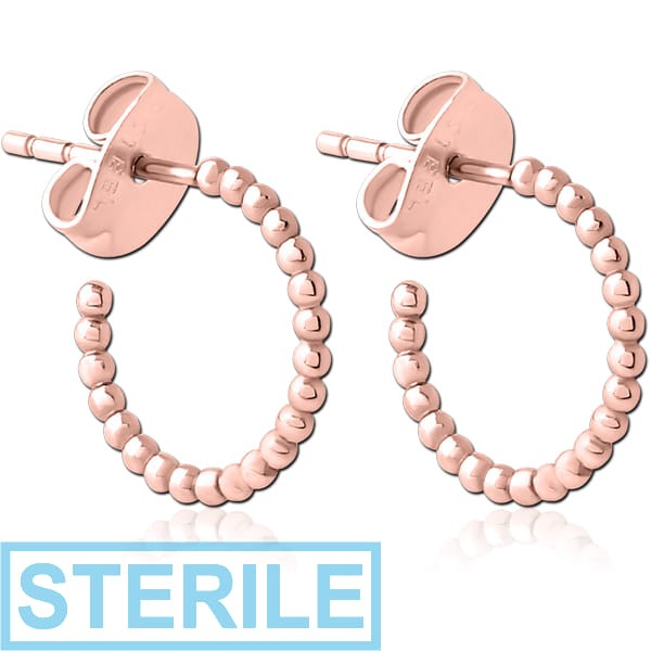 STERILE ROSE GOLD PVD COATED SURGICAL STEEL EAR STUDS PAIR