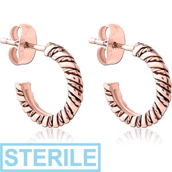 STERILE ROSE GOLD PVD COATED SURGICAL STEEL EAR STUDS PAIR