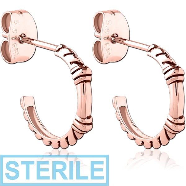 STERILE ROSE GOLD PVD COATED SURGICAL STEEL EAR STUDS PAIR