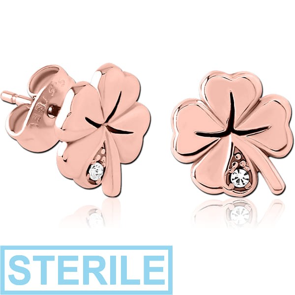 STERILE ROSE GOLD PVD COATED SURGICAL STEEL EAR STUDS PAIR