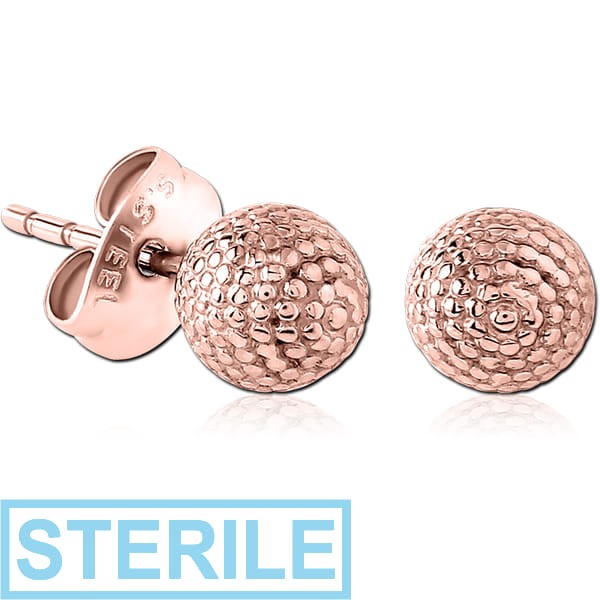 STERILE ROSE GOLD PVD COATED SURGICAL STEEL EAR STUDS