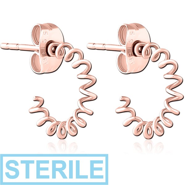 STERILE ROSE GOLD PVD COATED SURGICAL STEEL EAR STUDS PAIR