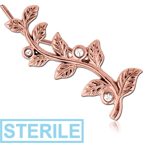 STERILE ROSE GOLD PVD COATED SURGICAL STEEL JEWELLED EAR VINE - RIGHT
