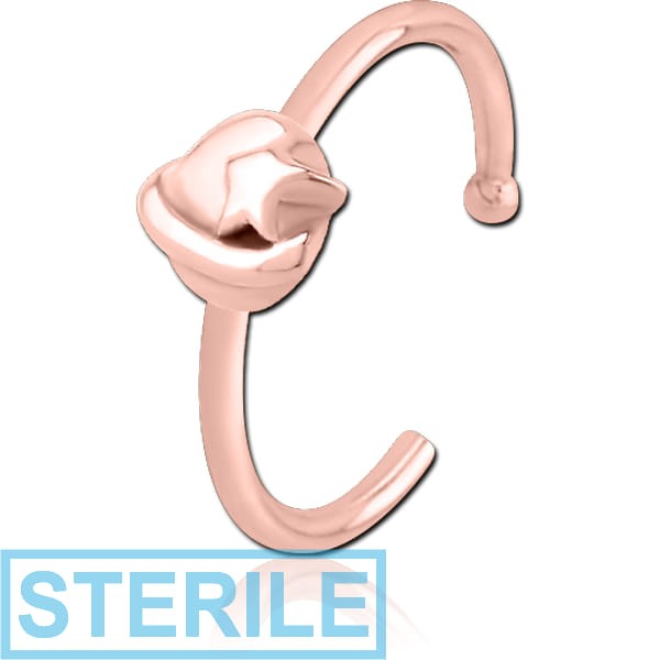 STERILE ROSE GOLD PVD COATED SURGICAL STEEL OPEN NOSE RING - EYE STAR