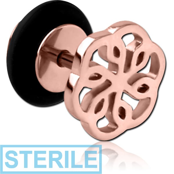 STERILE ROSE GOLD PVD COATED SURGICAL STEEL FAKE PLUG - FILIGREE