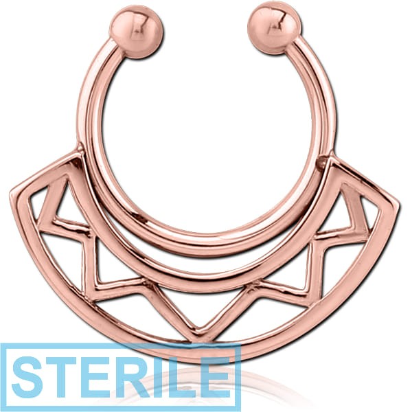 STERILE ROSE GOLD PVD COATED SURGICAL STEEL FAKE SEPTUM RING - ZIGZAG