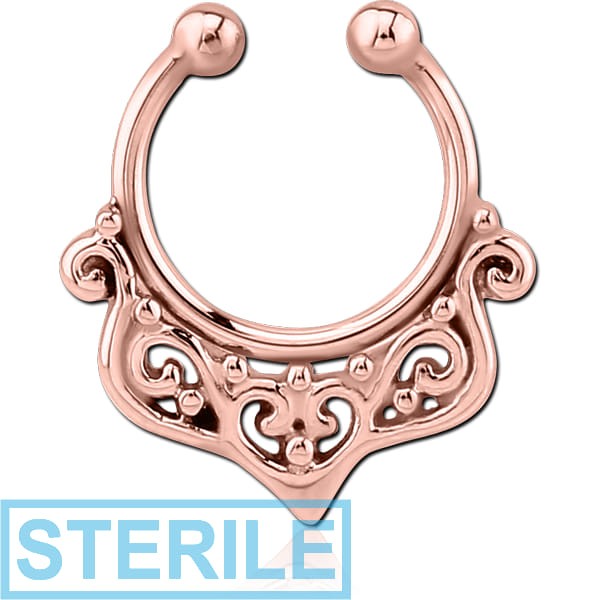 STERILE ROSE GOLD PVD COATED SURGICAL STEEL FAKE SEPTUM RING - FILIGREE