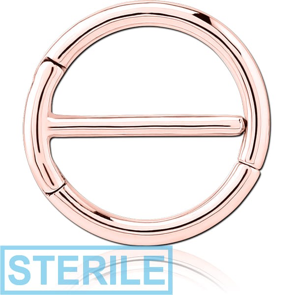 STERILE ROSE GOLD PVD COATED SURGICAL STEEL DOUBLE HINGED NIPPLE CLICKER RING