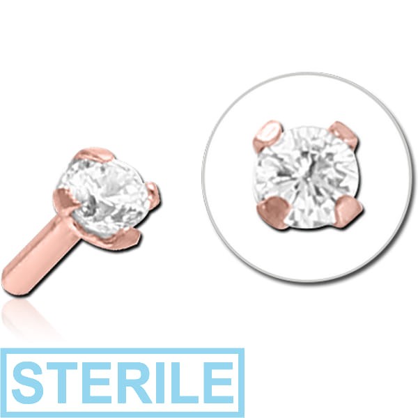 STERILE ROSE GOLD PVD COATED SURGICAL STEEL JEWELLED PUSH FIT ATTACHMENT FOR BIOFLEX INTERNAL LABRET