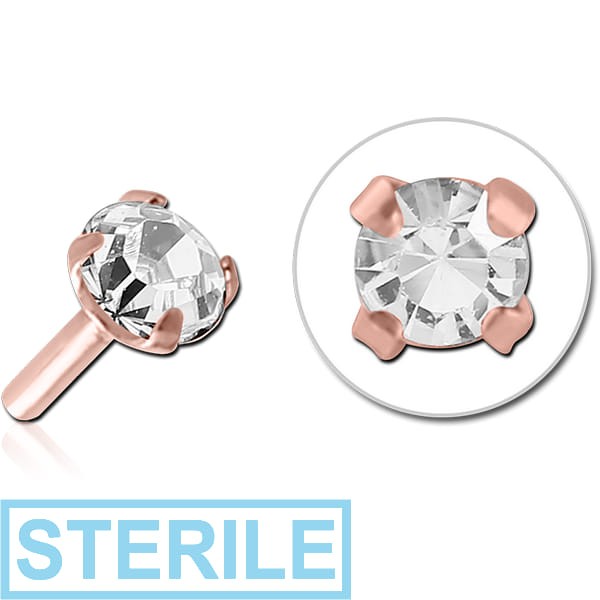 STERILE ROSE GOLD PVD COATED SURGICAL STEEL JEWELLED PUSH FIT ATTACHMENT FOR BIOFLEX INTERNAL LABRET