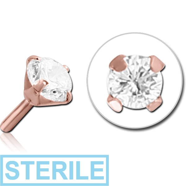 STERILE ROSE GOLD PVD COATED SURGICAL STEEL JEWELLED PUSH FIT ATTACHMENT FOR BIOFLEX INTERNAL LABRET
