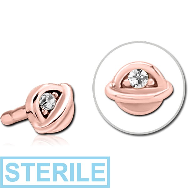 STERILE ROSE GOLD PVD COATED SURGICAL STEEL JEWELLED PUSH FIT ATTACHMENT FOR BIOFLEX INTERNAL LABRET - HALF OPEN EYE
