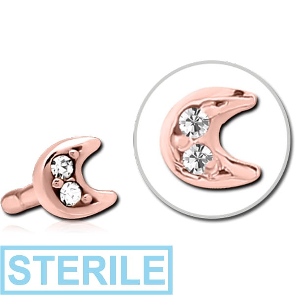 STERILE ROSE GOLD PVD COATED SURGICAL STEEL JEWELLED PUSH FIT ATTACHMENT FOR BIOFLEX INTERNAL LABRET - CRESCENT PRONGS