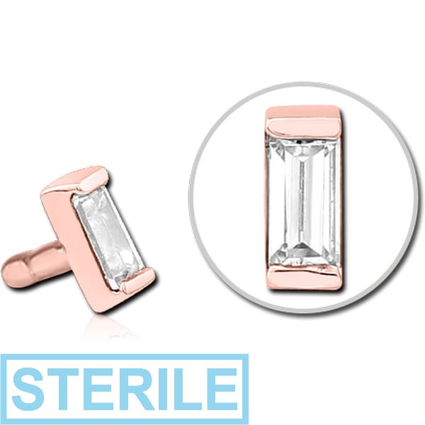 STERILE ROSE GOLD PVD COATED SURGICAL STEEL JEWELLED PUSH FIT ATTACHMENT FOR BIOFLEX INTERNAL LABRET - SQUARE