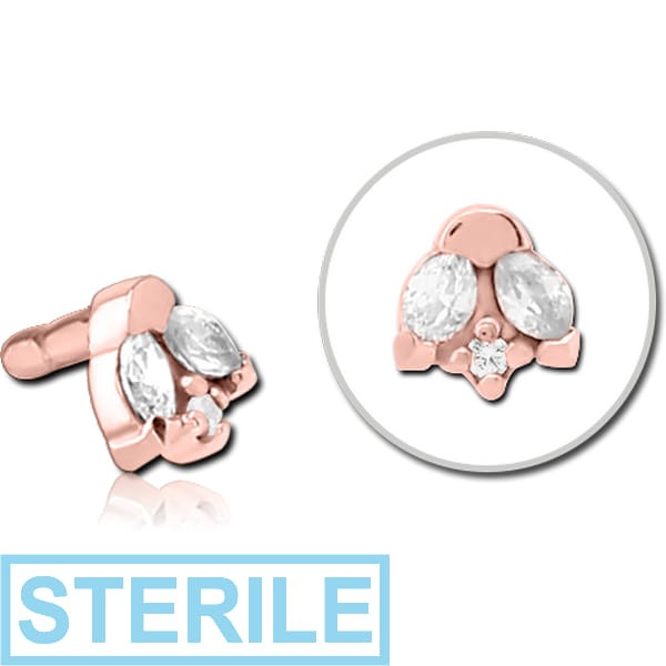 STERILE ROSE GOLD PVD COATED SURGICAL STEEL JEWELLED PUSH FIT ATTACHMENT FOR BIOFLEX INTERNAL LABRET