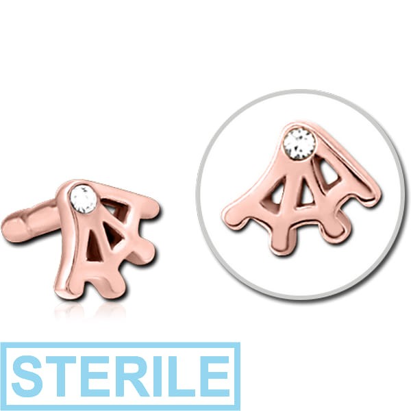 STERILE ROSE GOLD PVD COATED SURGICAL STEEL JEWELLED PUSH FIT ATTACHMENT FOR BIOFLEX INTERNAL LABRET - WEB