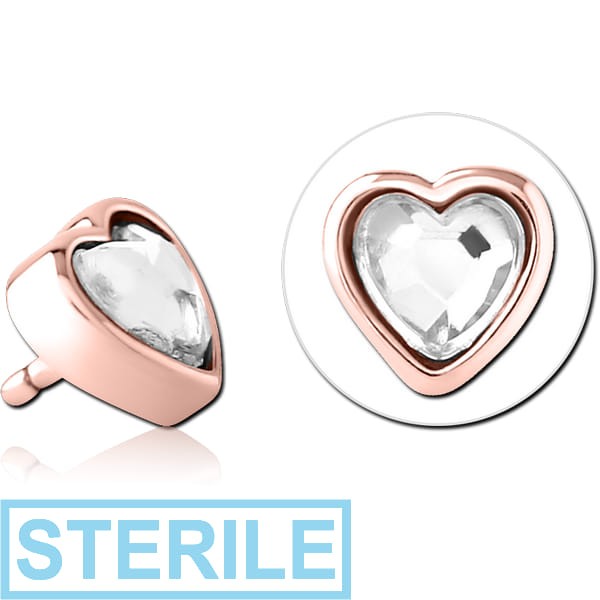 STERILE ROSE GOLD PVD COATED SURGICAL STEEL JEWELLED PUSH FIT ATTACHMENT FOR BIOFLEX INTERNAL LABRET