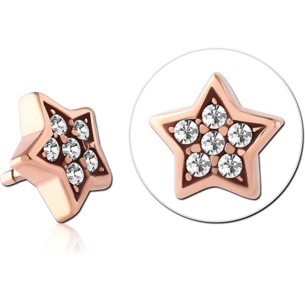 STERILE ROSE GOLD PVD COATED SURGICAL STEEL JEWELLED PUSH FIT ATTACHMENT FOR BIOFLEX INTERNAL LABRET