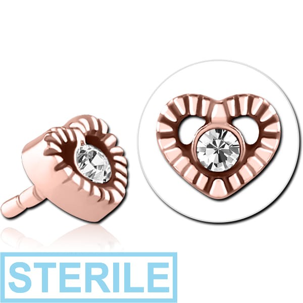 STERILE ROSE GOLD PVD COATED SURGICAL STEEL JEWELLED PUSH FIT ATTACHMENT FOR BIOFLEX INTERNAL LABRET
