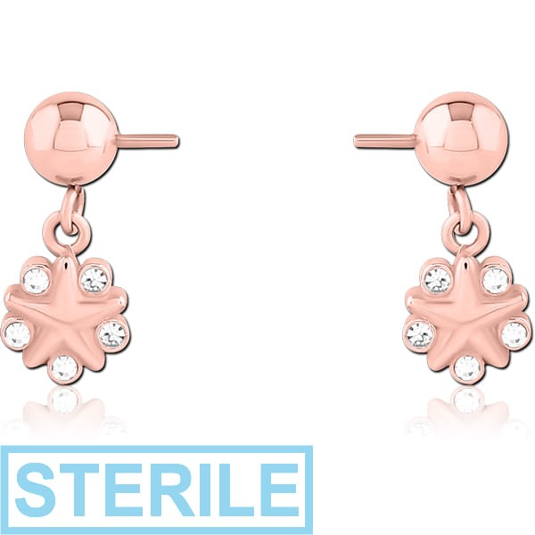 STERILE ROSE GOLD PVD COATED SURGICAL STEEL PUSH FIT JEWELLED ATTACHMENT FOR BIOFLEX INTERNAL NIPPLE SHIELD