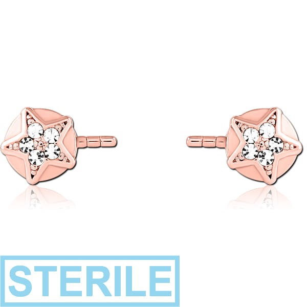 STERILE ROSE GOLD PVD COATED SURGICAL STEEL PUSH FIT JEWELLED ATTACHMENT FOR BIOFLEX INTERNAL NIPPLE SHIELD