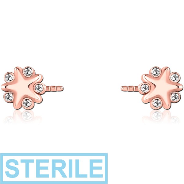 STERILE ROSE GOLD PVD COATED SURGICAL STEEL PUSH FIT JEWELLED ATTACHMENT FOR BIOFLEX INTERNAL NIPPLE SHIELD